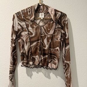 Self Esteem Brown and Cream Swirl Crop Top